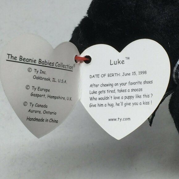 Ty Beanie Baby Luke Black Dog Plush Stuffed Animal Retired W Tag June 15 1998 - Picture 10 of 12